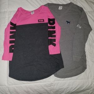 2 Pink 3/4 sleeve shirts